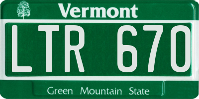 VT license plate LTR670