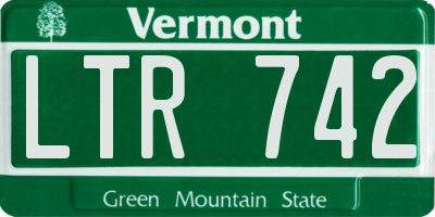 VT license plate LTR742