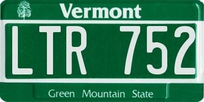 VT license plate LTR752