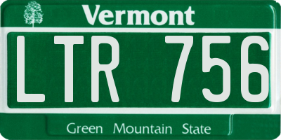 VT license plate LTR756