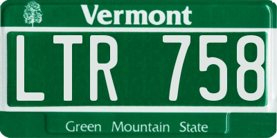 VT license plate LTR758