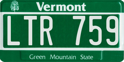 VT license plate LTR759