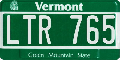 VT license plate LTR765