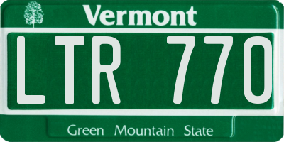 VT license plate LTR770