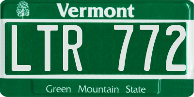 VT license plate LTR772