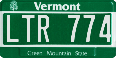 VT license plate LTR774