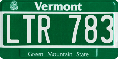 VT license plate LTR783