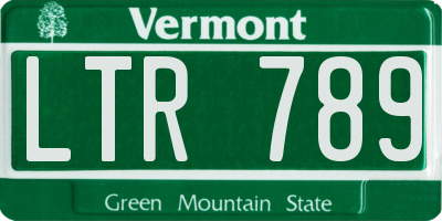 VT license plate LTR789