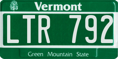 VT license plate LTR792