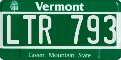 VT license plate LTR793