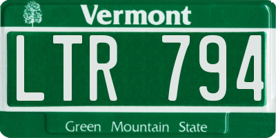 VT license plate LTR794
