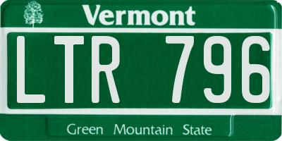 VT license plate LTR796