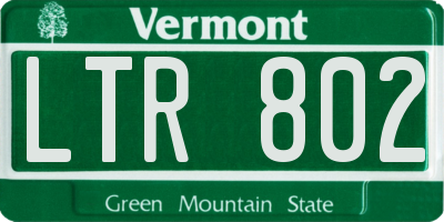 VT license plate LTR802