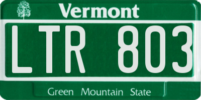 VT license plate LTR803