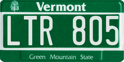 VT license plate LTR805
