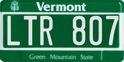 VT license plate LTR807