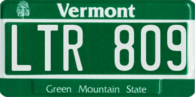 VT license plate LTR809