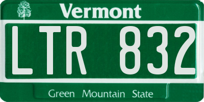 VT license plate LTR832