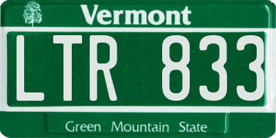 VT license plate LTR833