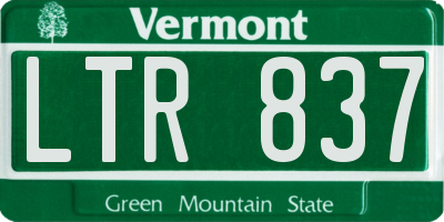 VT license plate LTR837