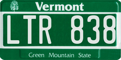 VT license plate LTR838