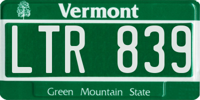 VT license plate LTR839