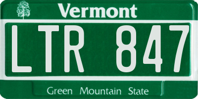 VT license plate LTR847