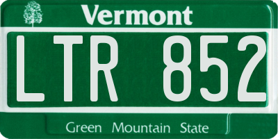 VT license plate LTR852