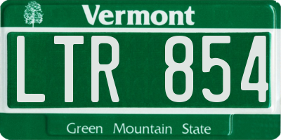 VT license plate LTR854