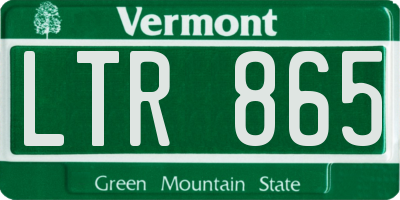 VT license plate LTR865