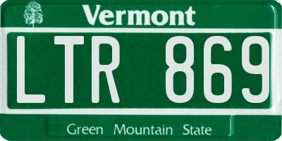 VT license plate LTR869