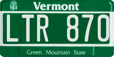 VT license plate LTR870