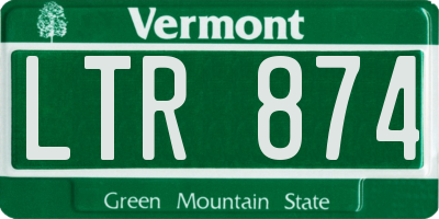 VT license plate LTR874