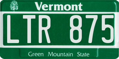 VT license plate LTR875
