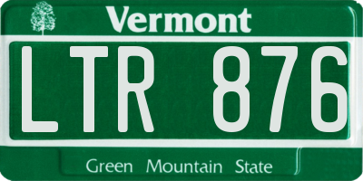 VT license plate LTR876