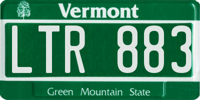 VT license plate LTR883