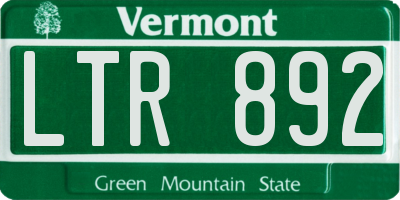 VT license plate LTR892