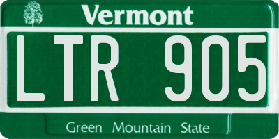 VT license plate LTR905