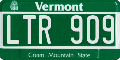 VT license plate LTR909
