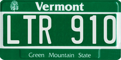 VT license plate LTR910