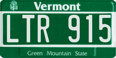 VT license plate LTR915