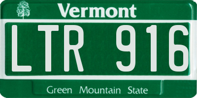 VT license plate LTR916