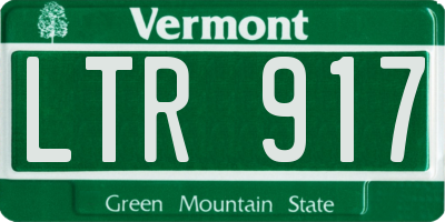 VT license plate LTR917