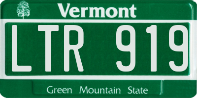 VT license plate LTR919