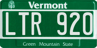 VT license plate LTR920