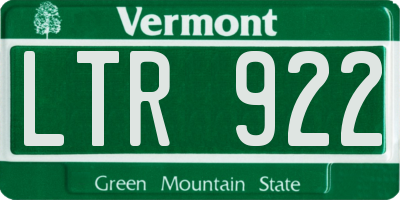 VT license plate LTR922