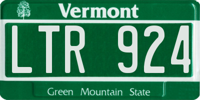 VT license plate LTR924