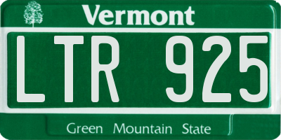 VT license plate LTR925