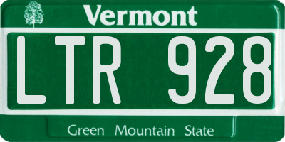 VT license plate LTR928