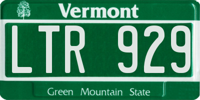 VT license plate LTR929